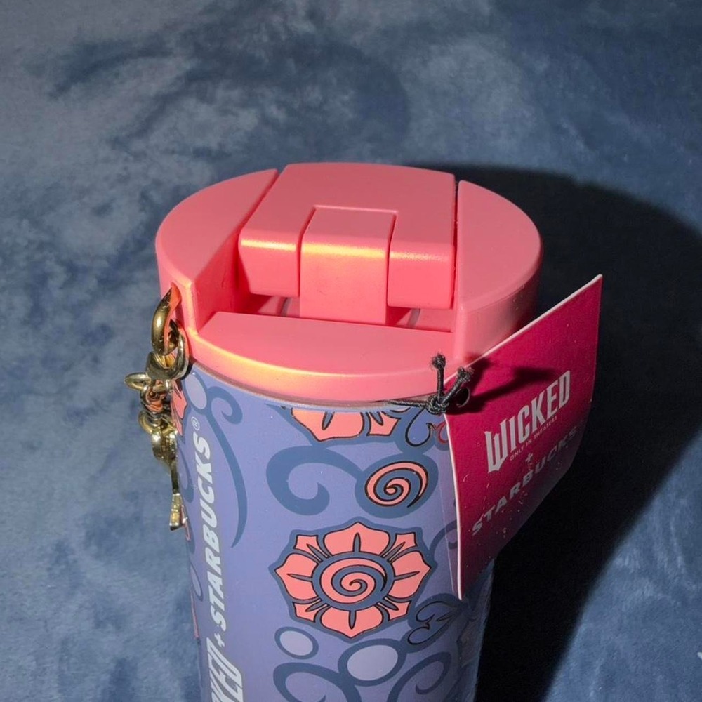 Starbucks Wicked Glinda Vacuum Insulated Tumbler 16oz Flip Top Lid Glinda Charm - Picture 3 of 4